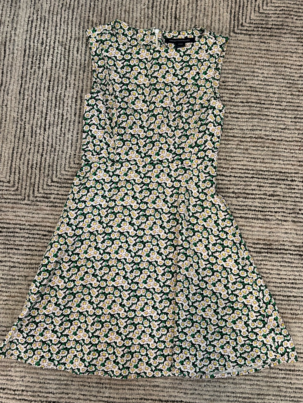 French Connection Mini Dress Floral Daisy Fit & Flare Sleeveless Sundress Sz 2